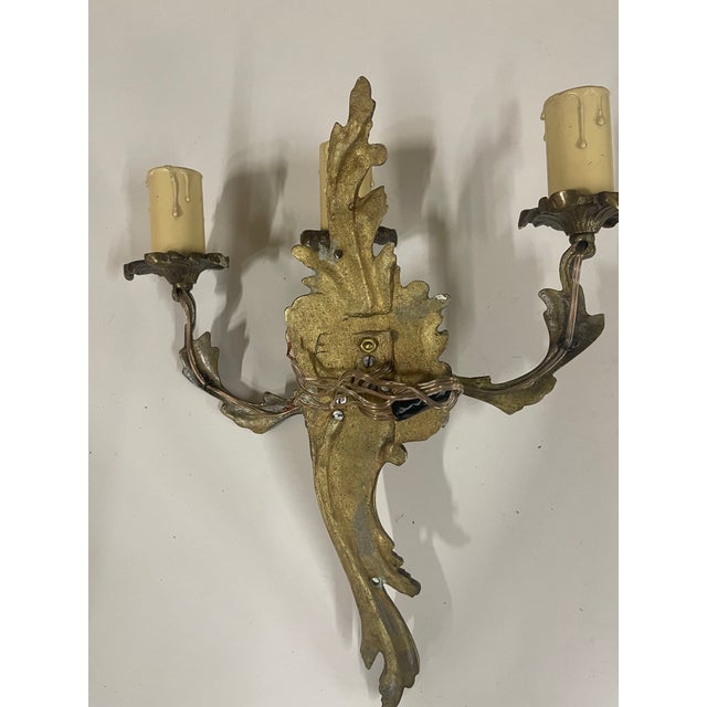 Bronze Vintage Gilt Bronze Rococò Style Three-Arm Wall Sconces— Set of Eight For Sale - Image 8 of 8
