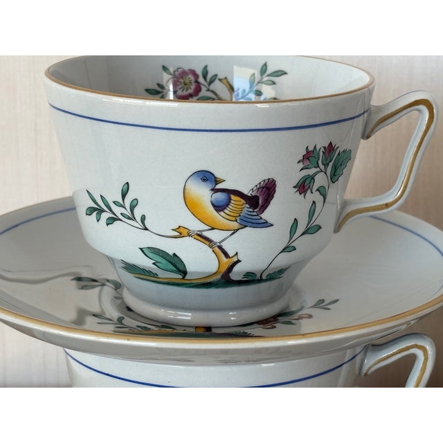 Spode Late 20th Century Four Spode Queen's Bird Cup and Saucer Sets For Sale - Image 4 of 16