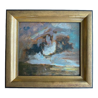 2024 Listed British Artist Oil Painting of Clouds on Winchester Beach, Custom Framed For Sale