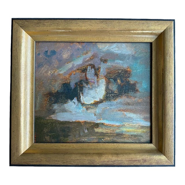 2024 Listed British Artist Oil Painting of Clouds on Winchester Beach, Custom Framed For Sale
