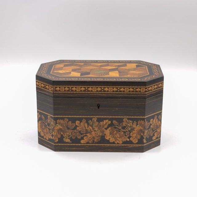 Hexagonal Tunbridgeware Tea Caddy by Thomas Barton, English, Circa 1865 For Sale - Image 15 of 15