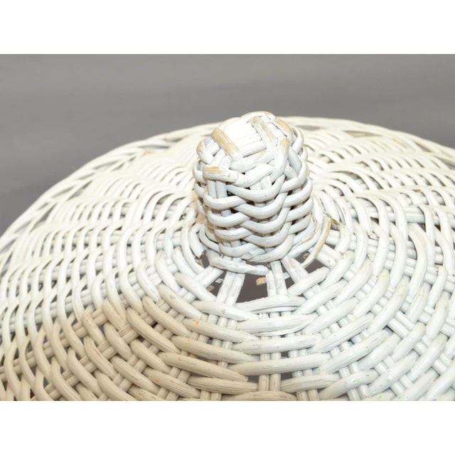 Mid-Century Modern Sculptural Handmade White Finished Wicker & Rattan Coffee Pot For Sale - Image 11 of 13