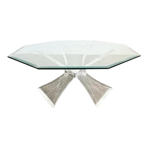 Postmodern Octagonal Beveled Glass Top Lucite Coffee Table