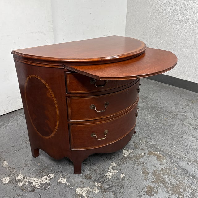 Brown Schumacher Demi-Lune End Table With Extension Surface For Sale - Image 8 of 12