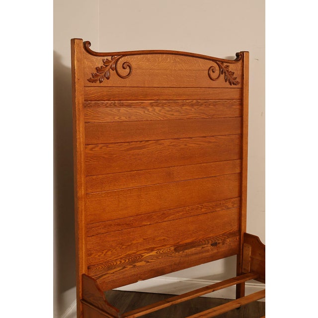 Antique American Victorian Oak Full Size High Back Bed For Sale In Philadelphia - Image 6 of 18