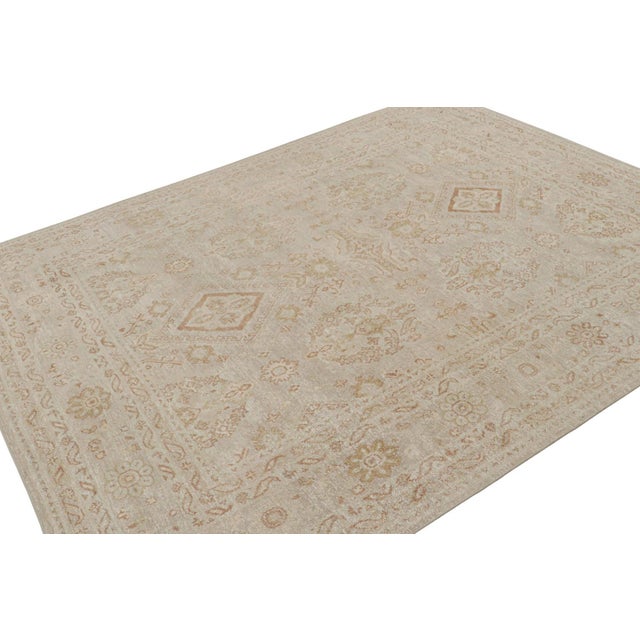 Late 20th Century Rug & Kilim’s Oushak Style Rug in Beige-Brown With Floral Patterns For Sale - Image 5 of 7