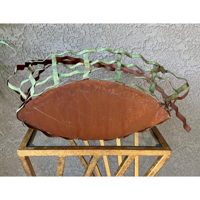 Rustic Chic Late 20th-Century Whimsical Crimped Steel Planter Basket For Sale - Image 11 of 18
