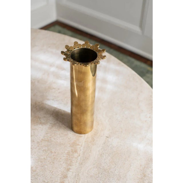 Mid-Century Modern 1950s Pierre Forssell Early Brass Vase, Engraved For Sale - Image 3 of 5