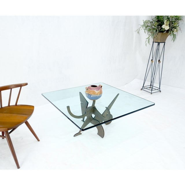 Pucci de Rossi Signed Heavy Cut Bronze Sheet Figurines Base Square Coffee Table For Sale - Image 6 of 12