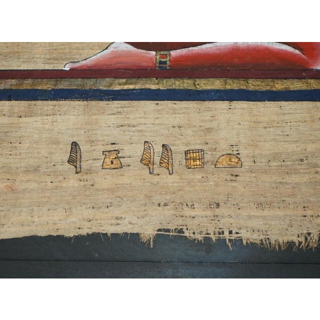 Black Large Egyptian Hand-Painted Papyrus of Winged Goddess Isis For Sale - Image 8 of 14