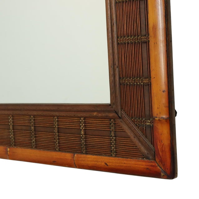 Vintage Square Bamboo and Rattan Mirror, 1960s For Sale - Image 10 of 16