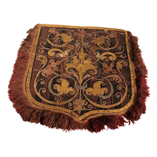 Embroidered Velvet and Silk Fabric, 1500s For Sale