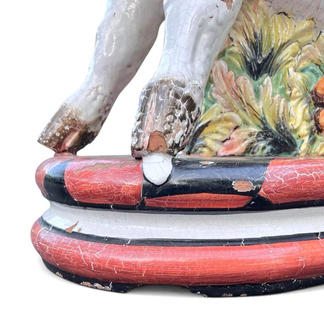 Grand Scale Vintage Majolica Boar Sculpture For Sale - Image 12 of 12