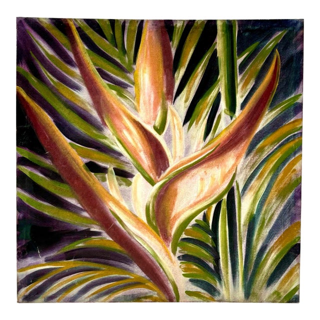 Vintage Tropical Botanical Painting For Sale