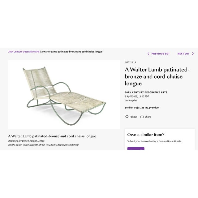 1940s Attributed to Walter Lamb Bronze and Nautical Rope Chaise Lounge For Sale - Image 16 of 16