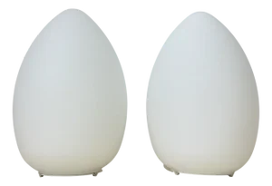 Vintage Egg-Shaped Opaline Glass Table Lamps, 1970s, Set of 2