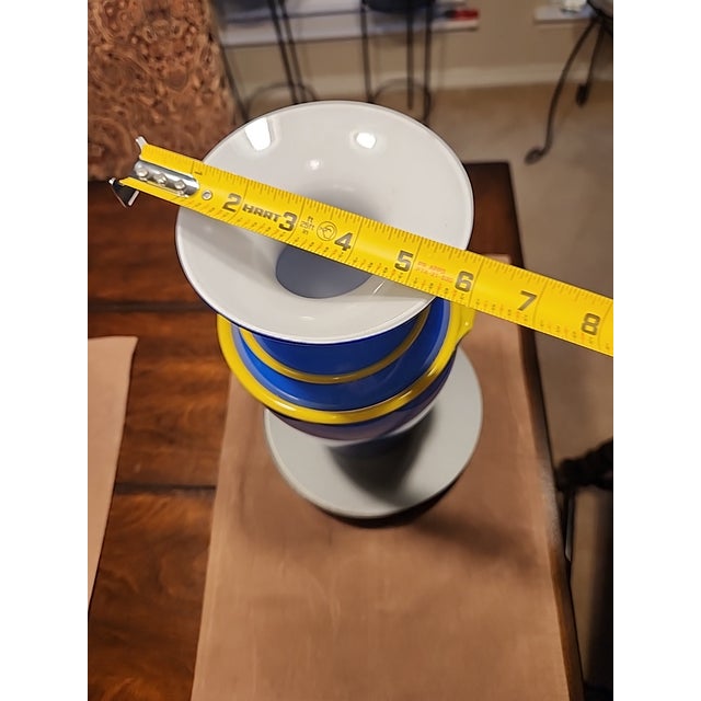Royal Blue Carlo Moretti Murano Cased Glass Vase -Cobalt With Yellow Spiral Wrap -4.4lbs - For Sale - Image 8 of 8