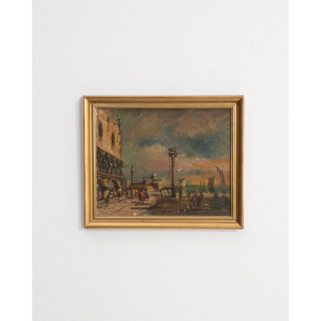 Early 20th Century Italy Amber Canvas Painting For Sale - Image 11 of 15