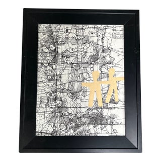 Contemporary Original Wayne Cunningham Abstract Hands Across America Collage / Marker Drawing For Sale