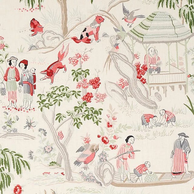 Sample - Schumacher Yangtze River Fabric in Ivory For Sale