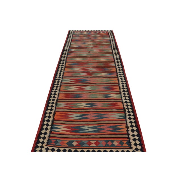 Tribal 1950s Vintage Afghani Tribal Kilim Rug With Geometric Patterns For Sale - Image 3 of 7