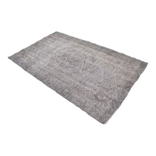 Vintage Distressed Turkish Area Rug, Monochromatic Grey and Charcoal Tones For Sale