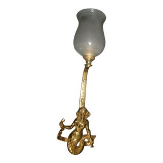 1930 French Art Deco Gilt Bronze "Mermaid" Wall Sconce Signed by E. Guillemard For Sale