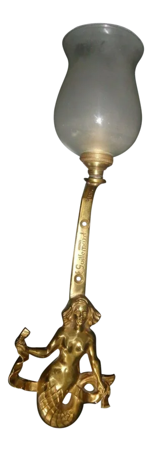 1930 French Art Deco Gilt Bronze "Mermaid" Wall Sconce Signed by E. Guillemard