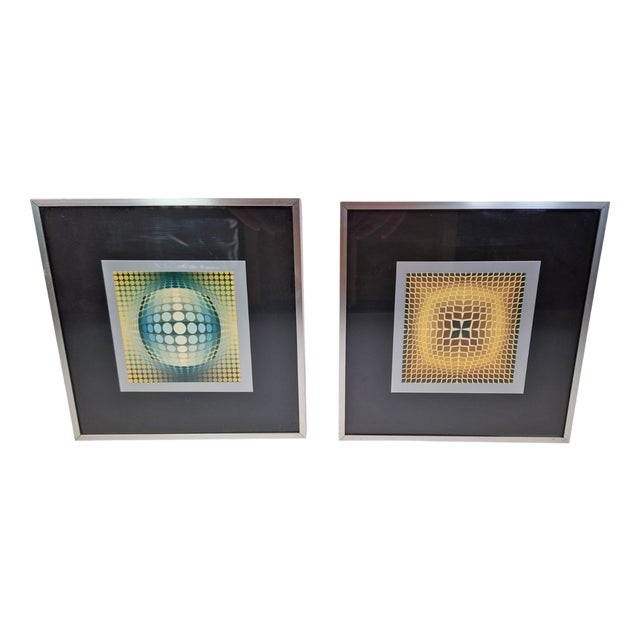 Victor Vasarely, Compositions, 1970s, Gelatin Offset Lithographs, Set of 2 For Sale