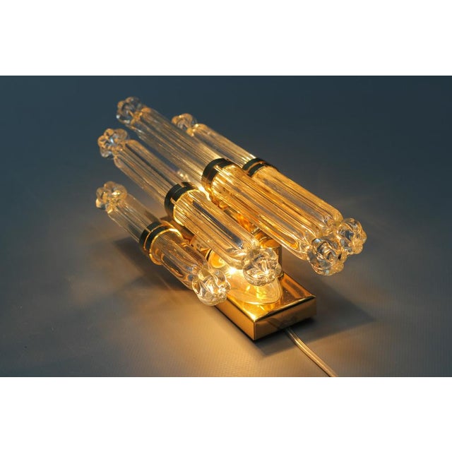 1980s Crystal Glass and Brass Wall Lamp by Honsel, Germany, 1980s For Sale - Image 5 of 18