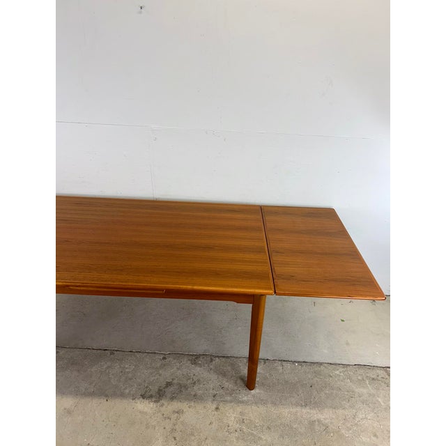 Danish Modern Draw Leaf Teak Dining Table For Sale - Image 9 of 12
