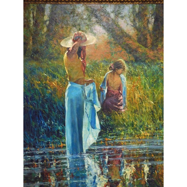 Paint Contemporary Impressionist Style Figurative Oil Painting by Robert Hagan, Framed For Sale - Image 7 of 11