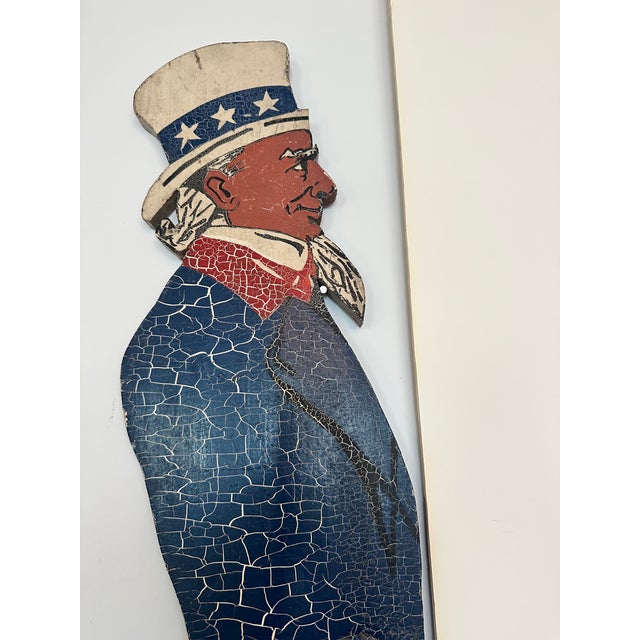 1920s First Half 20th Century Large Patriotic Wood Uncle Sam Figure For Sale - Image 5 of 8