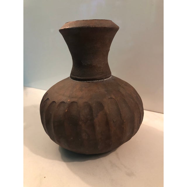 Terra Cotta Vintage Fluted Terra Cotta Bud Vase For Sale - Image 8 of 8