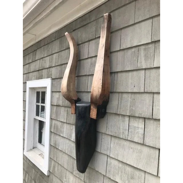 Wood Folk Art Kudu Trophy Head by John Scarola For Sale - Image 7 of 9