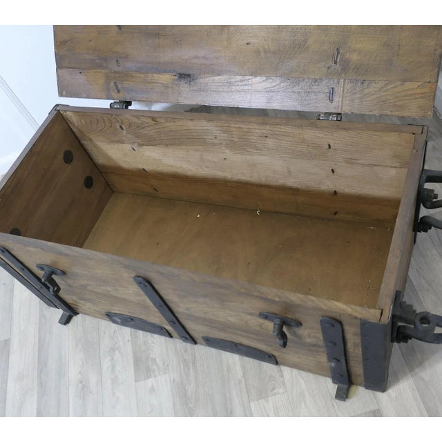 French Elm CannonBall Box with Iron Hasps and Carrying Hoops A wonderful and very heavy piece, made in solid elm with...