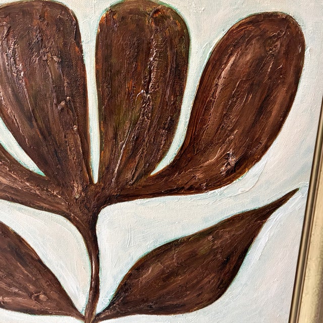 Boho Chic Original Tulip Painting in Brushed Gold Frame, Oil on Canvas, 21" H X 17" W by Tatiana Duperault For Sale - Image 3 of 4