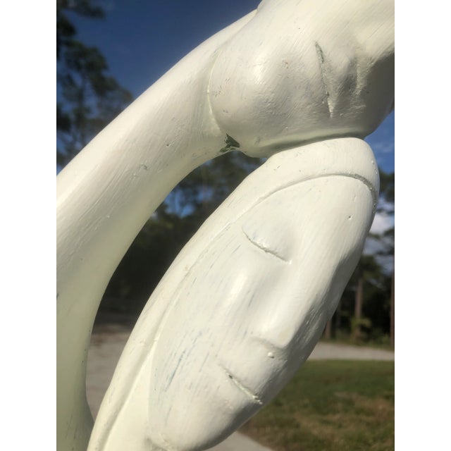 White Modern Boho Plaster Sculpture of Young Family For Sale - Image 8 of 10