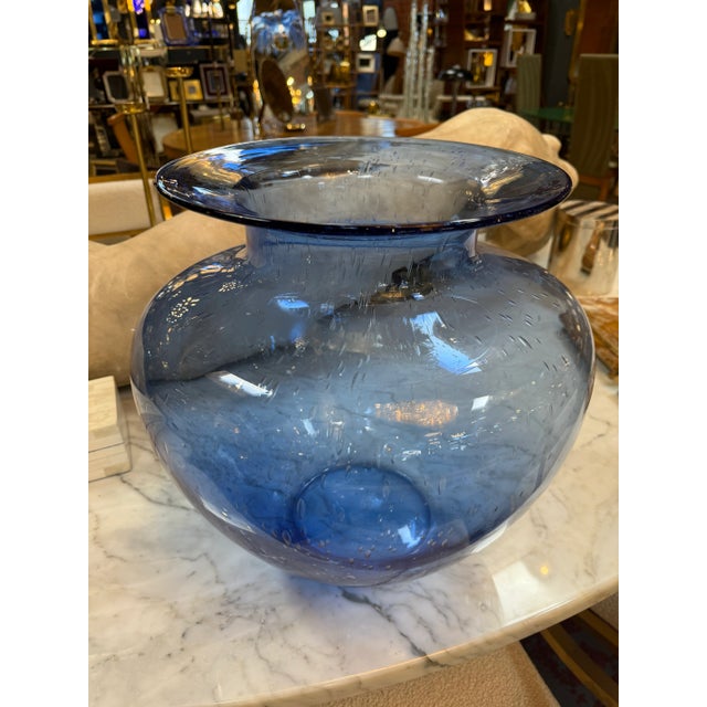 Italian Italian Blue Art Glass Vase, 1970s For Sale - Image 3 of 9