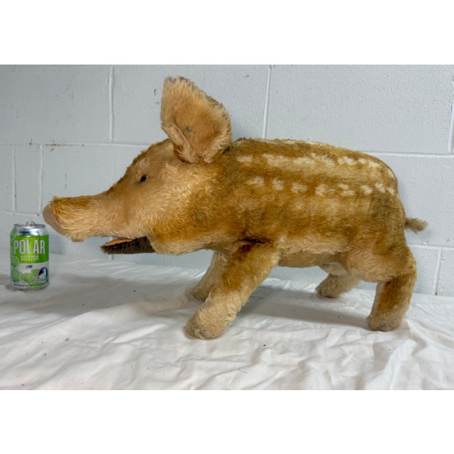 1930s Large Vintage Handmade German Steiff Mohair Dalle Boar Pig Stuffed Animal 23 In. For Sale - Image 5 of 16