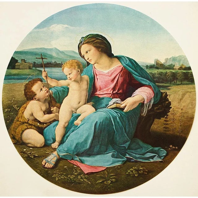 Paper 1956 After Raphael "The Alba Madonna", Vintage Full-Color Print For Sale - Image 7 of 7