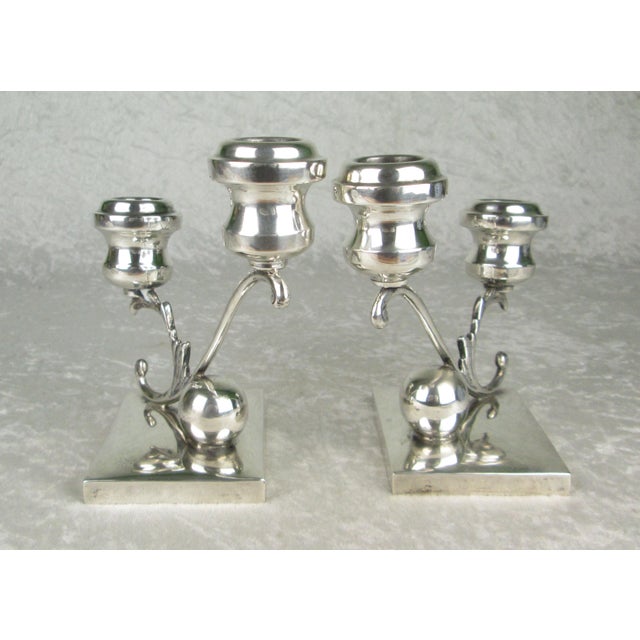 Mexican Mid 20th Century P Lopez G Mexican Sterling Silver Candle Sticks - A Pair For Sale - Image 3 of 18