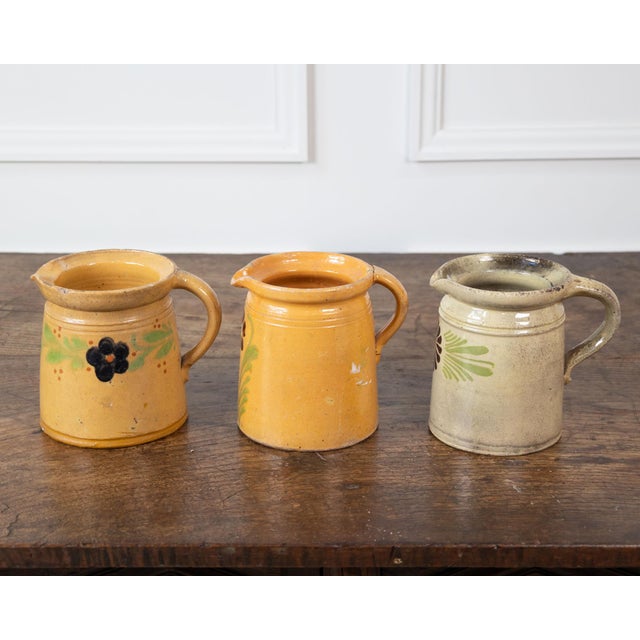 French 19th Century Terracotta Pottery Pitchers With Floral Décor For Sale - Image 4 of 8