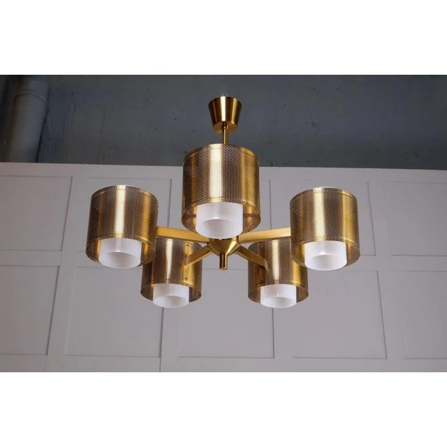 1960s Brass Ceiling Lamp attributed to Holger Johansson, Sweden, 1960s For Sale - Image 5 of 11