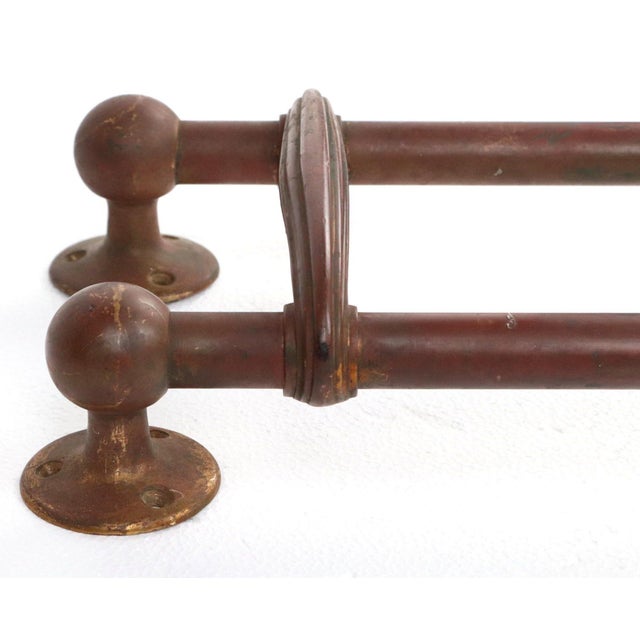 Vintage Brass Door Push Bars With Crossbar For Sale - Image 4 of 8
