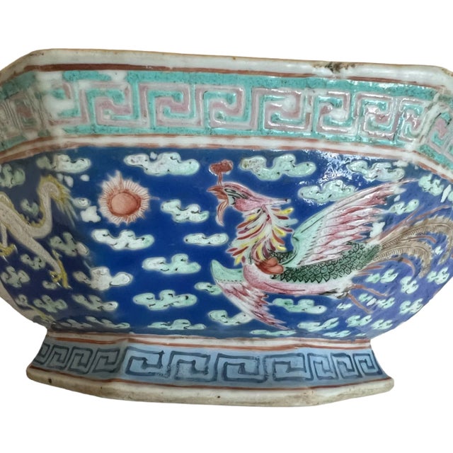 Ceramic 19th Century Antique Chinese Dragon and Phoenix Porcelain Bowl For Sale - Image 7 of 12
