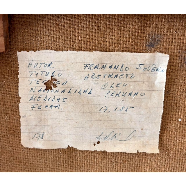 Vintage Abstract Oil Painting by F. Sovero Cuyubama (20th C) For Sale - Image 10 of 12