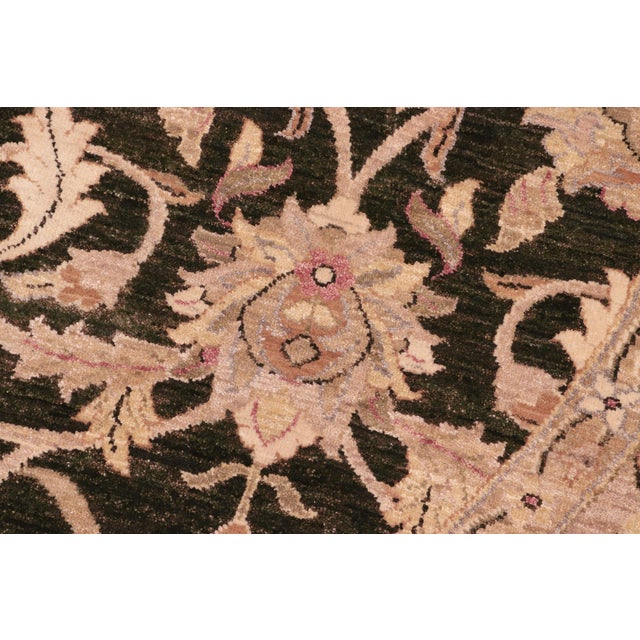 1990s Classic Ziegler Jolie Dark.green/Tan Wool Round Rug - 8'10'' X 9'2'' For Sale - Image 5 of 9