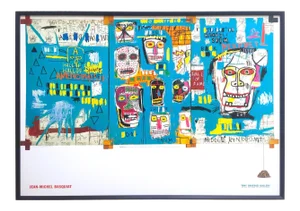 Jean Michel Basquiat Estate 1999 Collector's Lithograph Print Large Framed Tony Shafrazi Gallery Poster " Mitchell Crew " 1983