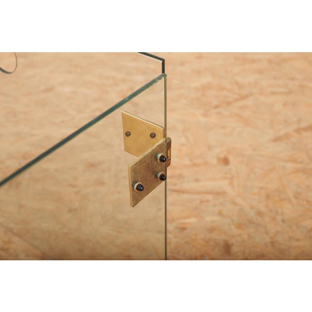 Fire Screen with Three-Part Glass Fire Guard with Gilded Brass Hinges, 1940s For Sale - Image 6 of 17